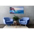 CANVAS PRINT SEA WAVES ON THE COAST - PICTURES OF NATURE AND LANDSCAPE - PICTURES