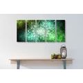 5-PIECE CANVAS PRINT MANDALA WITH A GALACTIC BACKGROUND IN SHADES OF GREEN - PICTURES FENG SHUI - PICTURES