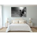 CANVAS PRINT BEAUTIFUL BLACK AND WHITE ANGEL IN THE SKY - BLACK AND WHITE PICTURES - PICTURES