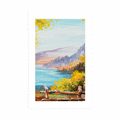 POSTER WITH MOUNT OIL PAINTING OF A MOUNTAIN LAKE - NATURE - POSTERS