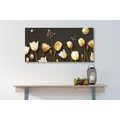 WANDBILD TULPEN MIT GOLDENEM MOTIV - BILDER BLUMEN - BILDER