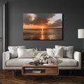 TABLEAU SUR TOILE – COUCHER DE SOLEIL SUR LA MER - TABLEAUX LEVER ET COUCHER DE SOLEIL - TABLEAUX