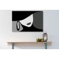 CANVAS PRINT CLASSY LADY IN A HAT IN BLACK AND WHITE - BLACK AND WHITE PICTURES - PICTURES