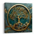 WANDBILD BAUM DES LEBENS MIT BLAU-GOLDENEM HINTERGRUND - BILDER - 🔥 TOTALAUSVERKAUF
