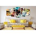 5-PIECE CANVAS PRINT UNIQUE GRAFFITI ART - POP ART PICTURES - PICTURES