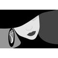 CANVAS PRINT CLASSY LADY IN A HAT IN BLACK AND WHITE - BLACK AND WHITE PICTURES - PICTURES