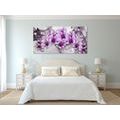 TABLOU FLORI VIOLETE PE FUNDAL ABSTRACT - TABLOU FLORI - TABLOURI