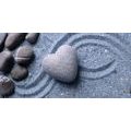 CANVAS PRINT HEART MADE OF STONE ON A SANDY BACKGROUND - STILL LIFE PICTURES{% if product.category.pathNames[0] != product.category.name %} - PICTURES{% endif %}