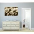 CANVAS PRINT FIELD OF WILD POPPIES IN SEPIA - BLACK AND WHITE PICTURES - PICTURES