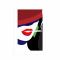 AFFICHE AVEC MONTURE FEMME AU CHAPEAU POP ART - POP ART - AFFICHES