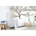 SELF ADHESIVE WALLPAPER MODERN BLACK AND WHITE TREE ON AN ABSTRACT BACKGROUND - SELF-ADHESIVE WALLPAPERS - WALLPAPERS