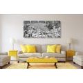 5-PIECE CANVAS PRINT BLACK AND WHITE COAST OF ITALY - BLACK AND WHITE PICTURES - PICTURES