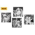 CANVAS PRINT SET HEAVENLY PEACE IN BLACK AND WHITE - SET OF PICTURES - PICTURES