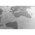 DECORATIVE PINBOARD WORLD MAP WITH A BLACK AND WHITE TOUCH - PICTURES ON CORK - PICTURES