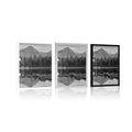 POSTER BEAUTIFUL PANORAMA OF THE MOUNTAINS BY THE LAKE IN BLACK AND WHITE - BLACK AND WHITE - POSTERS
