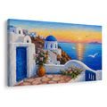 TABLEAU SUR TOILE – CÔTE GRECQUE AU COUCHER DU SOLEIL - TABLEAUX LEVER ET COUCHER DE SOLEIL - TABLEAUX