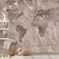 SAMOLEPÍCÍ TAPETA VINTAGE MAPA SVĚTA NA IMITACI STARÉHO PAPÍRU - TAPETY MAPY - TAPETY