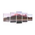 5-PIECE CANVAS PRINT SUNSET OVER THE DOLOMITES - PICTURES OF NATURE AND LANDSCAPE - PICTURES