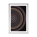 POSTER WITH MOUNT MANDALA WITH A SUN PATTERN IN PURPLE SHADES - FENG SHUI - POSTERS