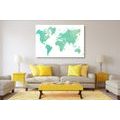 DECORATIVE PINBOARD WORLD MAP IN A GREEN SHADE - PICTURES ON CORK - PICTURES