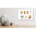 CANVAS PRINT FULL OF ANIMALS WITH INDIAN FEATHERS - CHILDRENS PICTURES - PICTURES