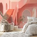 SELBSTKLEBENDE TAPETE ABSTRAKTE ROSA ARCHITEKTUR - STREET-ART-TAPETEN - TAPETEN