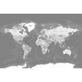 CANVAS PRINT DETAILED MODERN MAP IN BLACK AND WHITE - PICTURES OF MAPS - PICTURES