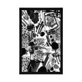 AFFICHE EN NOIR ET BLANC ABSTRACTION POP ART - NOIR ET BLANC - AFFICHES