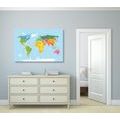 CANVAS PRINT WORLD MAP WITH A DESCRIPTION OF EACH CONTINENT - PICTURES OF MAPS - PICTURES