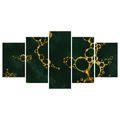 TABLEAU EN 5 PARTIES – CERCLES ABSTRAITS DORÉS - IMAGES FORMES ABSTRAITES - TABLEAUX
