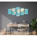 QUADRO IN 5 PARTI MAPPA CON ANIMALI - QUADRI PER BAMBINI - QUADRI