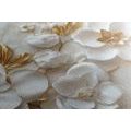 WANDBILD 3D BLUMEN MIT GOLDENEN BLÄTTERN - BILDER BLUMEN - BILDER