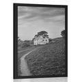 POSTER HOUSE ON A CLIFF IN BLACK AND WHITE - BLACK AND WHITE - POSTERS