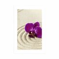 POSTER WITH MOUNT SANDY ZEN GARDEN WITH A PURPLE ORCHID - FENG SHUI - POSTERS