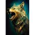 CANVAS PRINT BLUE-GOLD WOLF - PICTURES LORDS OF THE ANIMAL KINGDOM - PICTURES
