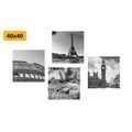 CANVAS PRINT SET HISTORICAL WEALTH IN BLACK AND WHITE - SET OF PICTURES - PICTURES