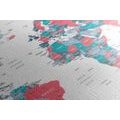 DECORATIVE PINBOARD WORLD MAP WITH A PASTEL TOUCH - PICTURES ON CORK - PICTURES