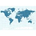 CANVAS PRINT POLITICAL MAP OF THE WORLD IN BLUE - PICTURES OF MAPS - PICTURES