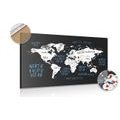 DECORATIVE PINBOARD WORLD MAP IN A MODERN DESIGN - PICTURES ON CORK - PICTURES