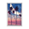 AFFICHE COUCHER DE SOLEIL SUR LES PALMIERS TROPICAUX - NATURE - AFFICHES