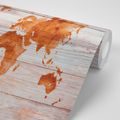 SELF ADHESIVE WALLPAPER MAP OUTLINE ON A WOODEN BASE - SELF-ADHESIVE WALLPAPERS - WALLPAPERS