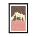 POSTER WITH MOUNT HORSE ON A PINK MEADOW - MOTIFS FROM OUR WORKSHOP - POSTERS