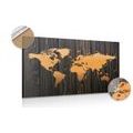 DECORATIVE PINBOARD ORANGE MAP ON WOOD - PICTURES ON CORK - PICTURES