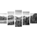 5-PIECE CANVAS PRINT FROZEN MOUNTAINS IN BLACK AND WHITE - BLACK AND WHITE PICTURES - PICTURES