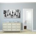 CANVAS PRINT BLACK AND WHITE FLOWERS ON AN ABSTRACT BACKGROUND - BLACK AND WHITE PICTURES - PICTURES