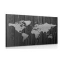 CANVAS PRINT MAP ON WOOD IN BLACK AND WHITE - PICTURES OF MAPS - PICTURES