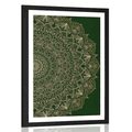 POSTER WITH MOUNT DETAILED DECORATIVE MANDALA IN GREEN COLOR - FENG SHUI - POSTERS