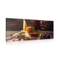 CANVAS PRINT CHEESE VARIATIONS ON A BOARD - PICTURES OF FOOD AND DRINKS - PICTURES