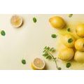 CARTA DA PARATI LIMONI CON MENTA - CARTA DA PARATI CIBO E BEVANDE - CARTA DA PARATI