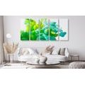 5-PIECE CANVAS PRINT INK IN A GREEN SHADE - ABSTRACT PICTURES - PICTURES